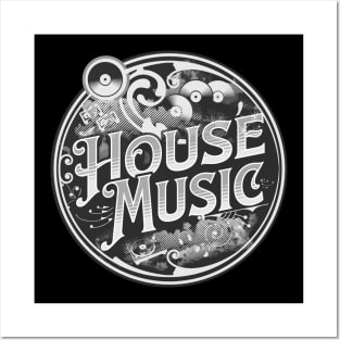 HOUSE MUSIC  - circa old school (grey) Posters and Art